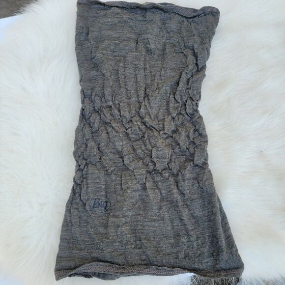 BUFF 100% Merino Wool Light Weight Neck Warmer Dark Gray Striped - Picture 1 of 5